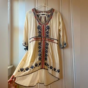 Biya Johnny Was Boho Embroidered V-Neck Tunic Sz S